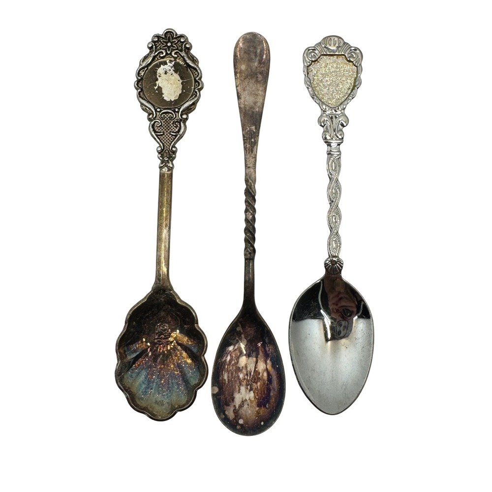Vtg NZ Souvenir Spoon Lot 3 Cameo Perfection Gilchrist Silverplate Collectible